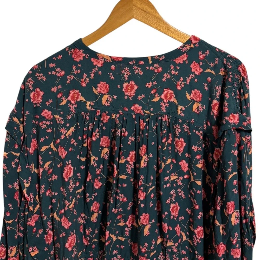 Free People Flower Fields Floral Dress Drawstring Boho Cottagecore Prairie M